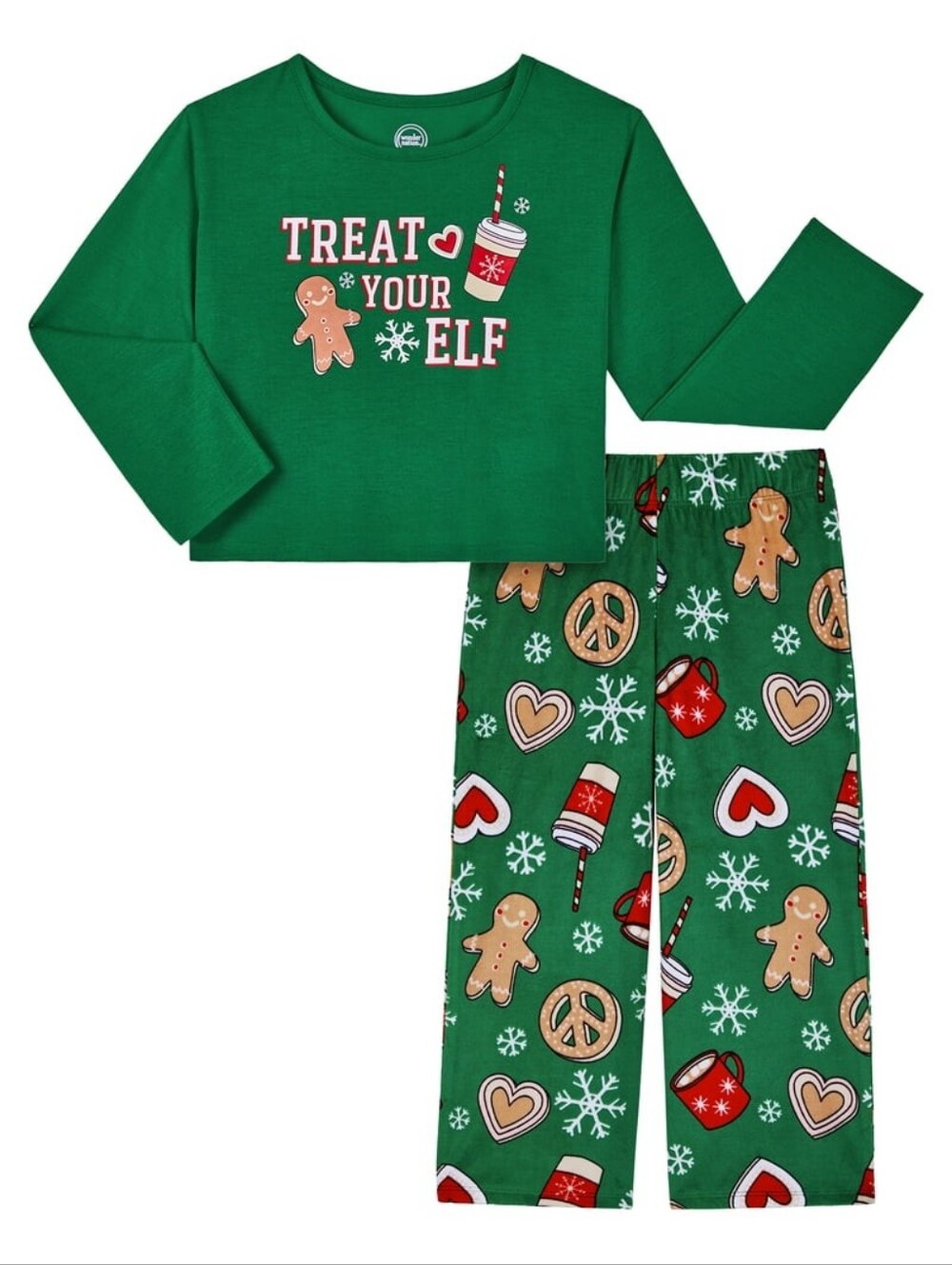 Kids Green 'Treat Your Elf' Holiday Pajama Set